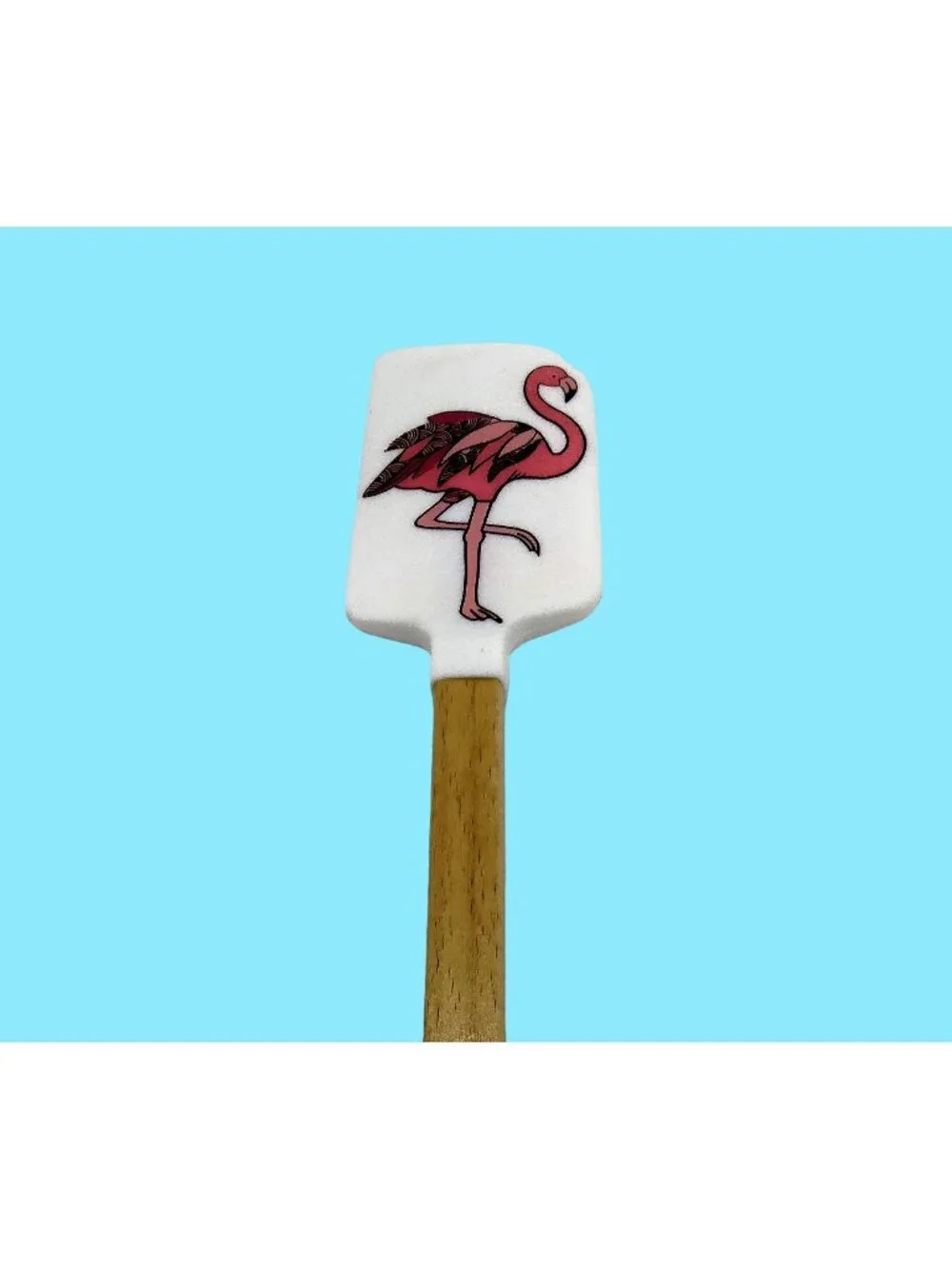 Silicone Spatula Flamingo Measurement Converter Pink Wood Handle Beach Kitchen